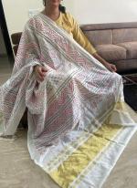 Silk White Casual Wear Bandhani Print Dupatta